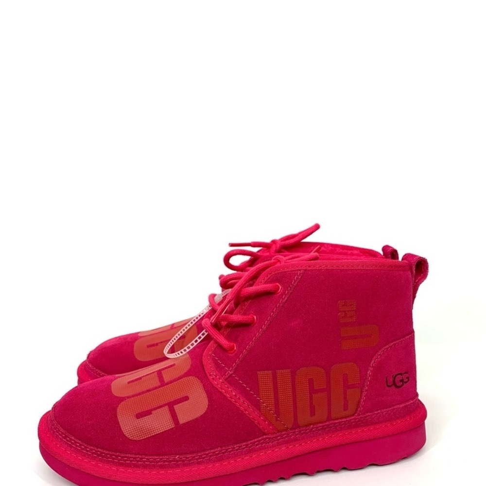 Ugg Neumel Hot Pink Lace Up Wool Lined Chukka Boots Size 6 Big Girl New - Picture 5 of 16